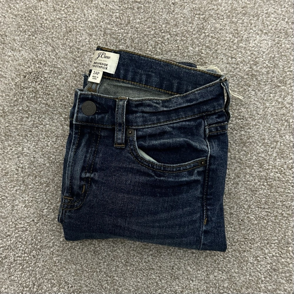 J Crew Selvedge Toothpick Denim Jeans Women's Size 24P Stretch‎ READ